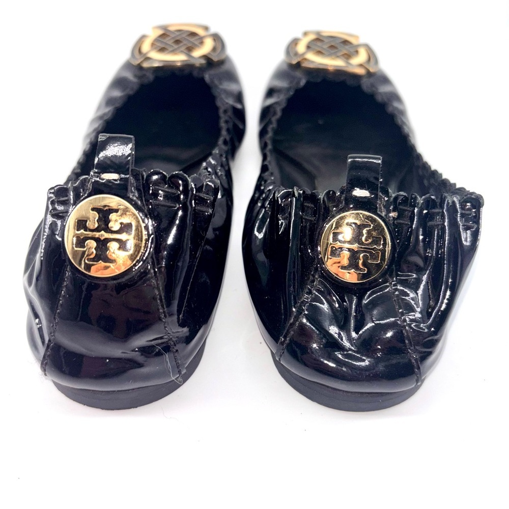 Tory Burch Black Ballerina Flats with Gold Accents - Picture 7 of 11